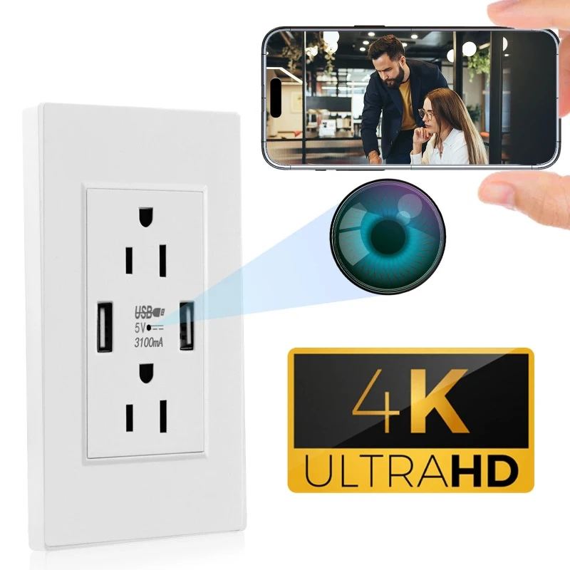 Wall Outlet Camera - 4K/1080P Hidden Camera With Audio & USB Charging Wall Outlet Camera - 4K/1080P Hidden Camera With Audio & USB Charging